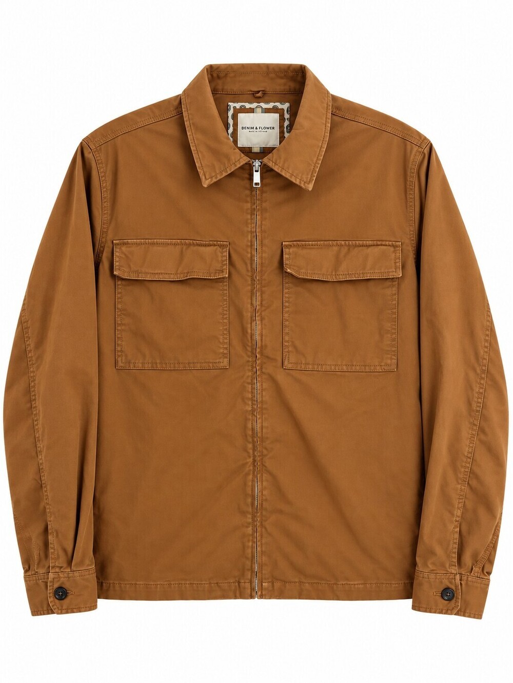 Denim & Flower Ricky Singh Men’s L Brown Utility Zip Shirt Jacket Shacket - Picture 1 of 9